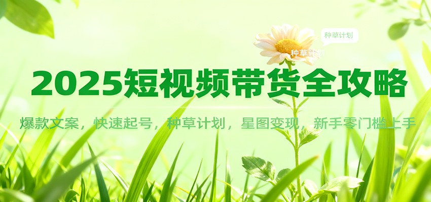 2025短视频带货全攻略：爆款文案，快速起号，种草计划，星图变现，新手零门槛上手-青禾学社