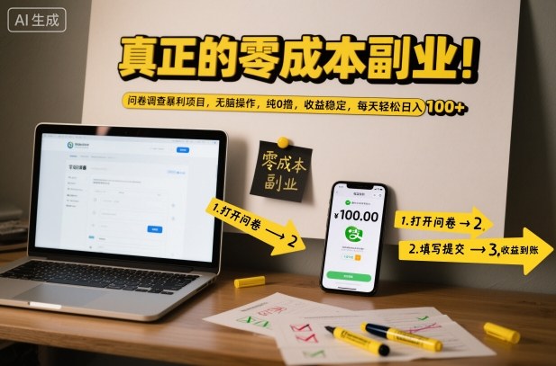 真正的零成本副业!问卷调查暴利项目,无脑操作,纯0撸,收益稳定,每天轻松日入100+【揭秘】-青禾学社