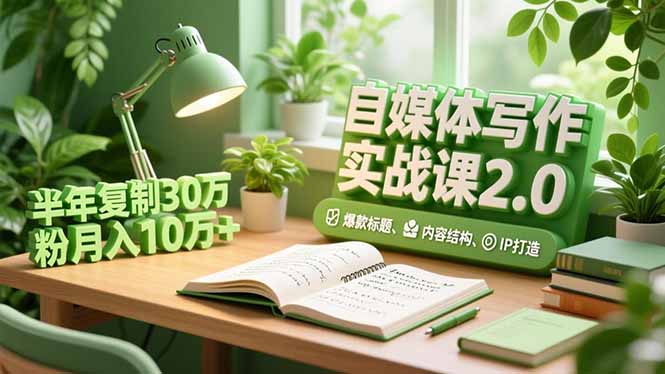 自媒体写作实战课2.0，爆款标题、内容结构、IP打造，半年复制30万粉月入10万+-青禾学社