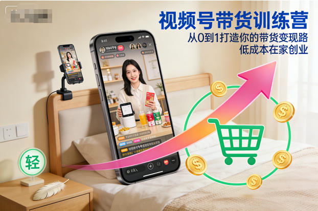 视频号带货训练营，从0到1打造你的带货变现路，低成本在家创业-青禾学社