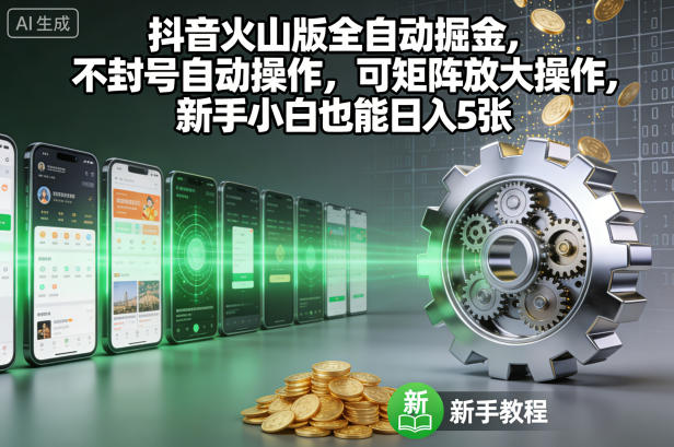 抖音火山版全自动掘金,不封号自动操作,可矩阵放大操作,新手小白也能日入5张【揭秘】-青禾学社