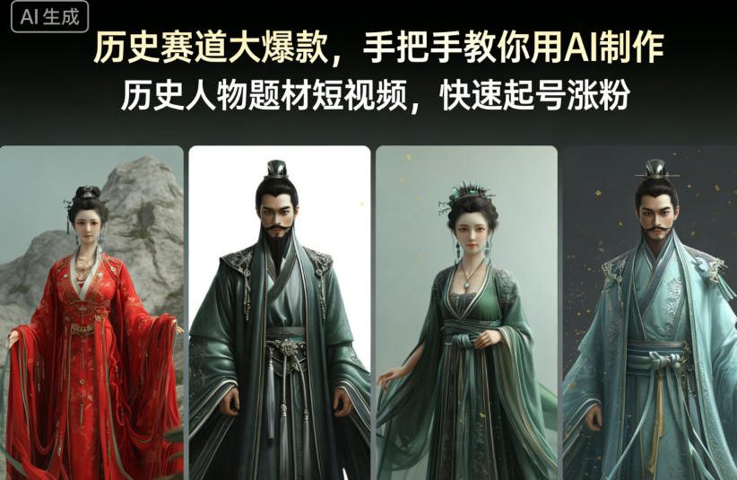历史赛道大爆款,手把手教你用AI制作历史人物题材短视频,快速起号涨粉-青禾学社