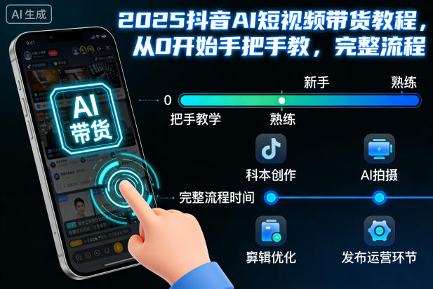 2025抖音AI短视频带货教程，从0开始手把手教，完整流程-青禾学社