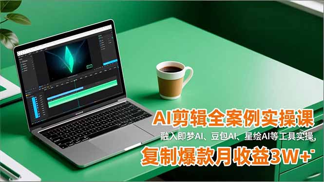 AI剪辑全案例实操课，融入即梦AI、豆包AI、星绘AI等工具实操，复制爆款月收益3W+-青禾学社
