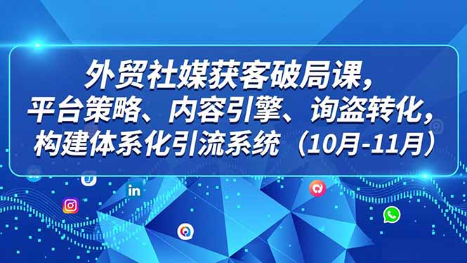 外贸 社媒获客破局课，平台策略、内容引擎、询盘转化，构建体系化引流系统(10月-11月-青禾学社