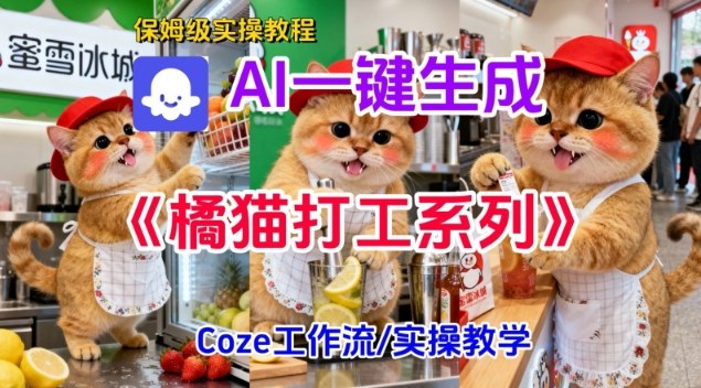 Coze扣子工作流一键生成胖橘猫打工短视频,保姆级实操搭建教学-青禾学社
