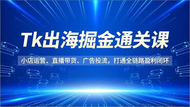 Tk出海掘金通关课，小店运营、直播带货、广告投流，打通全链路盈利闭环-青禾学社