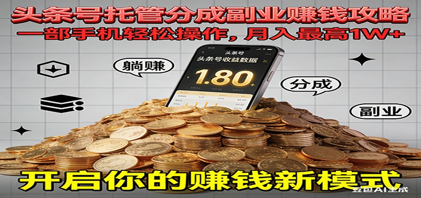 全程托管今日头条,一部手机就可以开干,最高躺赚1W+-青禾学社