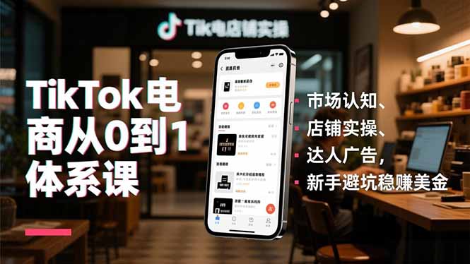 TikTok电商从0到1体系课,市场认知、店铺实操、达人广告,新手避坑稳赚美金-青禾学社