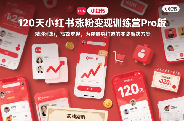 120天小红书涨粉变现训练营Pro版，​精准涨粉，高效变现​，为你量身打造的实战解决方案-青禾学社