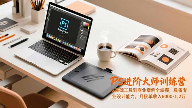 PS进阶大师训练营，从基础工具到商业案例全掌握，具备专业设计能力，月接单收入6000-1.2万-青禾学社