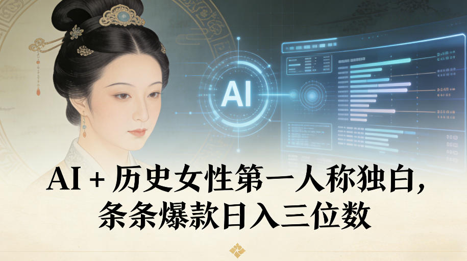 AI+历史女性第一人称独白，条条爆款日入三位数-青禾学社