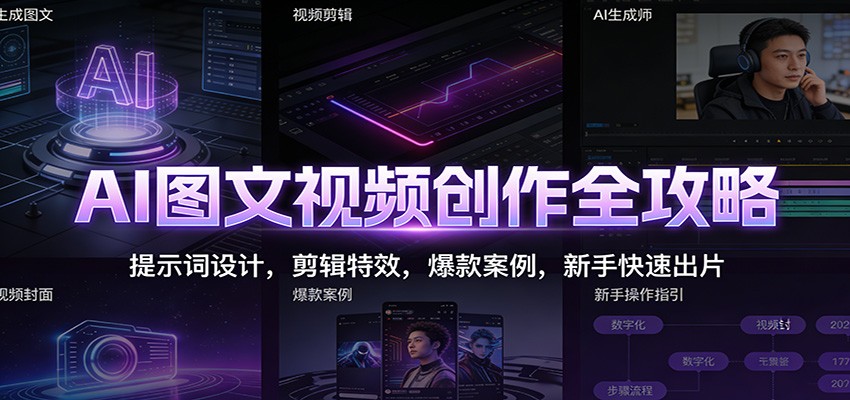 AI图文视频创作全攻略：提示词设计，剪辑特效，爆款案例，新手快速出片-青禾学社