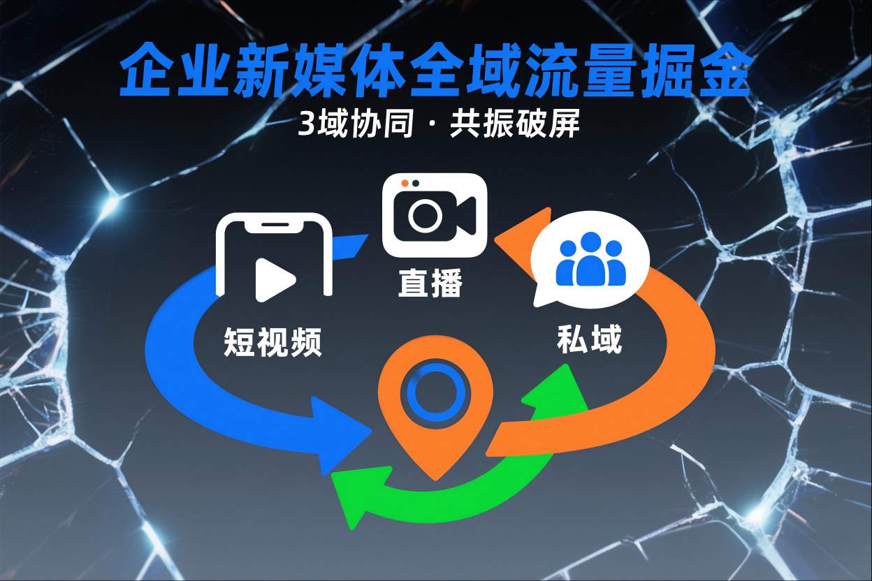 短视频全域商业模式，企业新媒体全域流量掘金，3域协同，共振破屏，短视频-直播-私域-地域-青禾学社