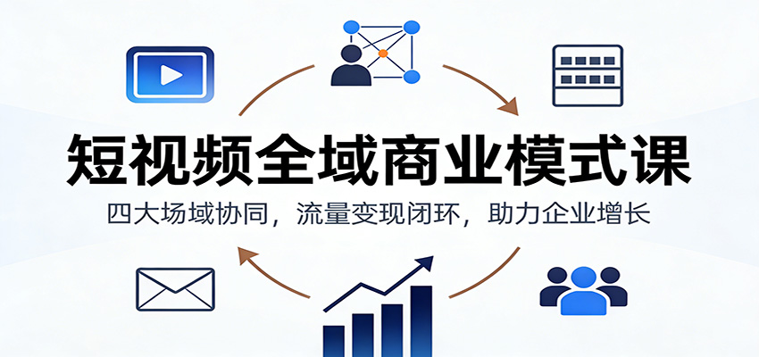 短视频全域商业模式课：四大场域协同，流量变现闭环，助力企业增长-青禾学社