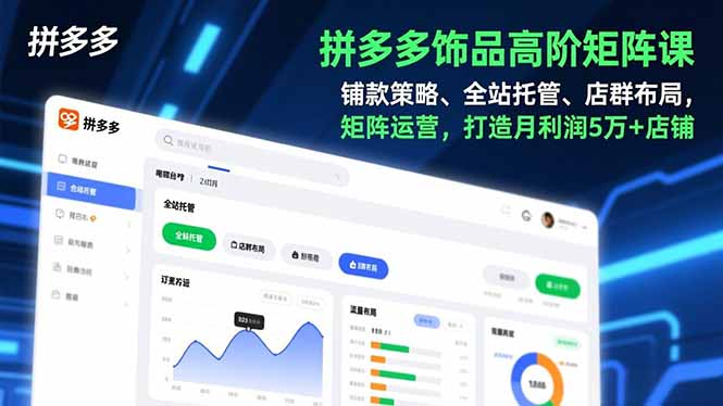 拼多多饰品高阶矩阵课，铺款策略、全站托管、店群布局，矩阵运营，打造月利润5万+店铺-青禾学社