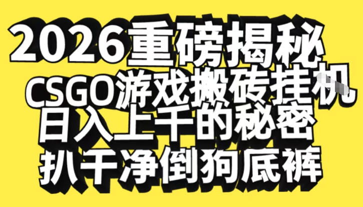 2026开年重磅解密，CSGO游戏搬砖挂G日入1k+的秘密，把倒狗的底裤扒干【揭秘】-青禾学社