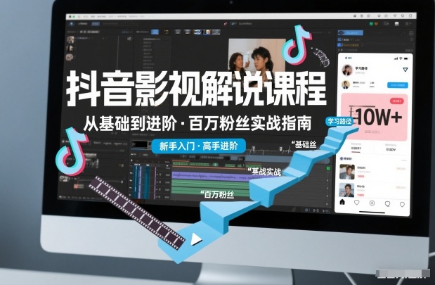 抖音百万粉丝影视解说课程，基础到进阶课，适合新手和进阶学习-青禾学社