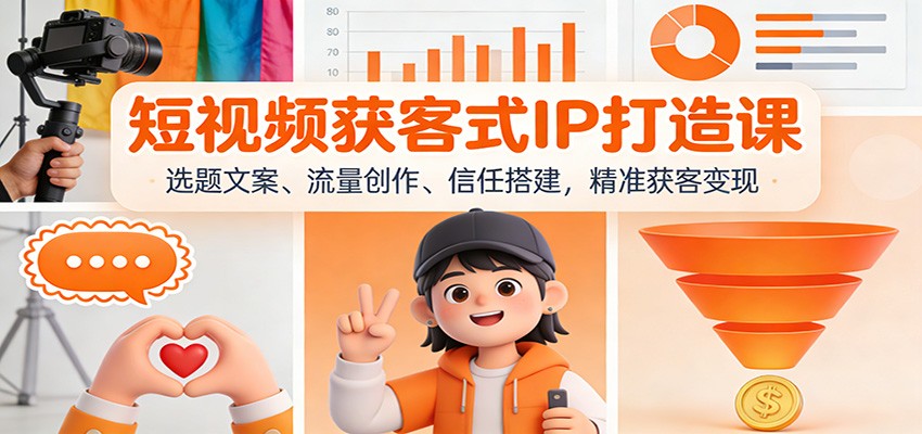 短视频获客式IP打造课：选题文案、流量创作、信任搭建，精准获客变现-青禾学社