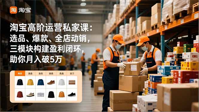 淘宝高阶运营私家课：选品、爆款、全店动销，三模块构建盈利闭环，助你月入破5万(更新12月-青禾学社