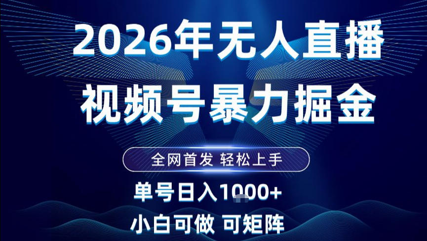2026最新视频号无人直播掘金，全网首发，小白可以玩，长期稳定日入1k+【揭秘】-青禾学社