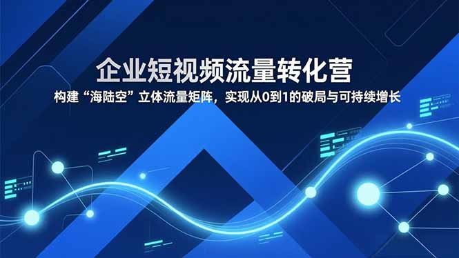 企业短视频流量转化营，构建“海陆空”立体流量矩阵，实现从0到1的破局与可持续增长-青禾学社