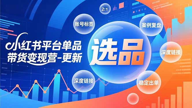 小红书平台单品带货变现营-更新，极致选品、账号标签、案例复盘，深度链接，快速启动稳定出单-青禾学社