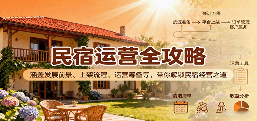 民宿运营全攻略:涵盖发展前景、上架流程、运营筹备等,带你解锁民宿经营之道-青禾学社