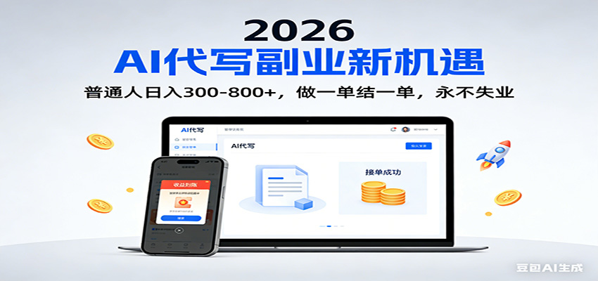2026 副业首选！AI 代写日入 300-800，普通人0门槛，做一单结一单！-青禾学社