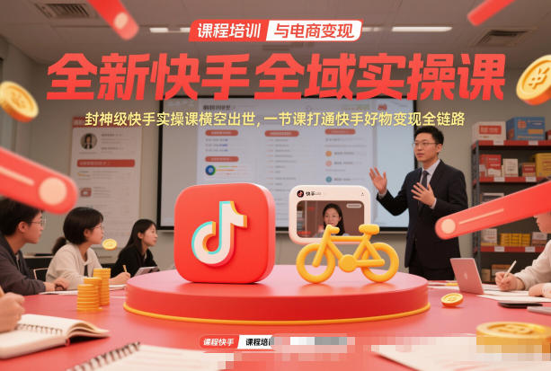 全新快手全域实操课，封神级快手实操课横空出世，一节课打通快手好物变现全链路-青禾学社