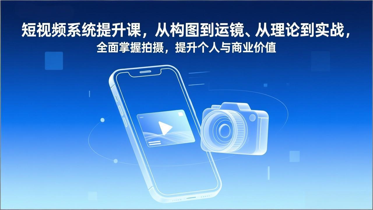 短视频系统提升课，从构图到运镜、从理论到实战，全面掌握拍摄，提升个人与商业价值-青禾学社