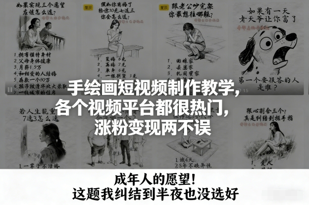 手绘画短视频制作教学，各个视频平台都很热门，涨粉变现两不误-青禾学社