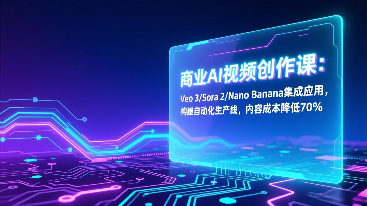 商业AI视频创作课：Veo 3/Sora 2/Nano Banana集成应用，构建自动化生产线，内容成本降低70%-青禾学社