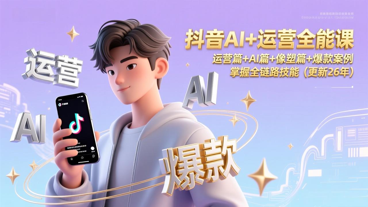 抖音AI+运营全能课，运营篇+AI篇+像塑篇+爆款案例，掌握全链路技能(更新26年-青禾学社