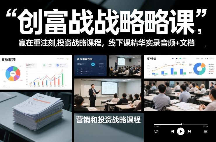 创富战略课,赢在重注时刻,营销和投资战略课程,线下课精华实录音频+文档-青禾学社
