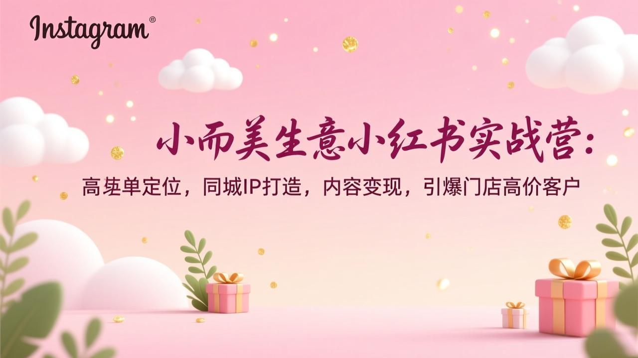 小而美生意小红书实战营：高客单定位，同城IP打造，内容变现，引爆门店高价客户-青禾学社