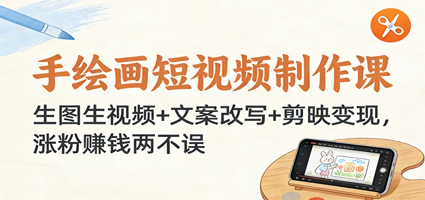 手绘画短视频制作课：生图生视频+文案改写+剪映变现，涨粉赚钱两不误-青禾学社