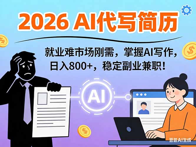 AI代写简历，超暴利，用万能模板月入1-3万实战教程，2026年市场刚需！-青禾学社