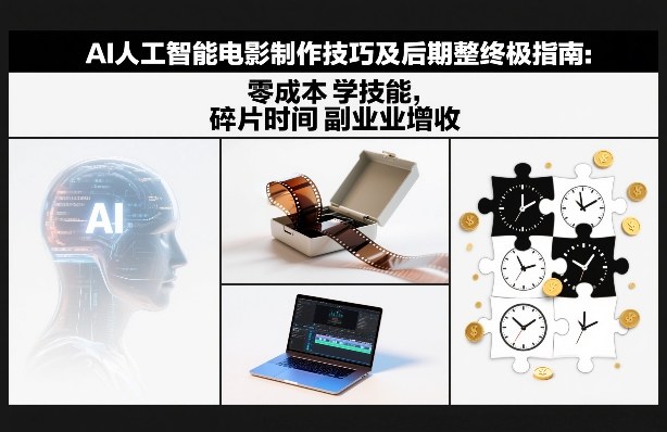 AI人工智能电影制作技巧及后期完整终极指南：零成本学技能，碎片时间副业增收-青禾学社
