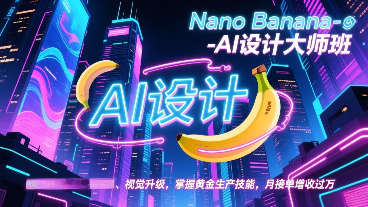 Nano Banana-AI设计大师班，修图合成、广告创作、视觉升级，掌握黄金生产技能，月接单增收过万-青禾学社