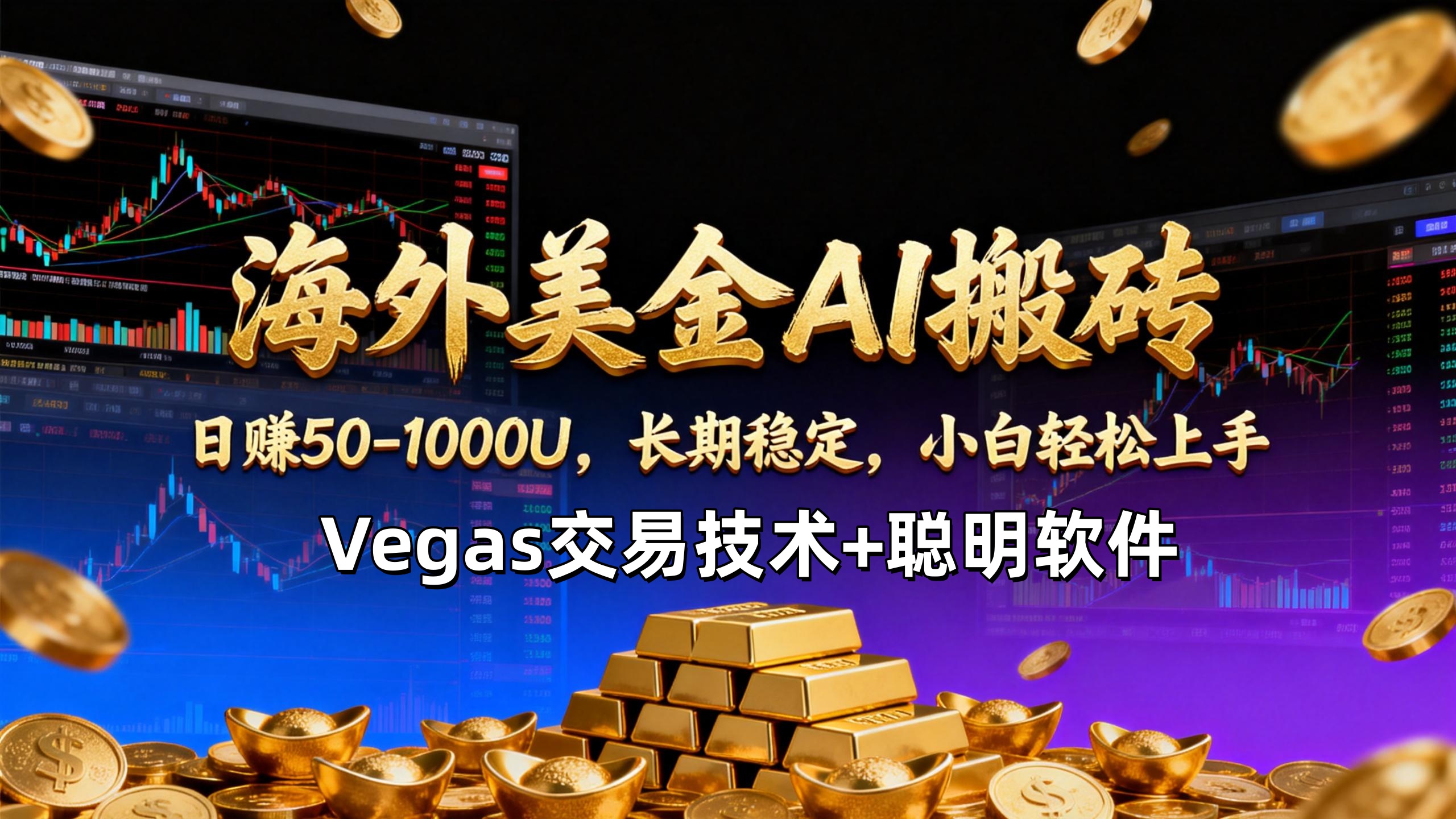【海外美金AI搬砖】Vegas交易技术+聪明软件，日赚50-1000U，长期稳定，小白轻松上手。-青禾学社