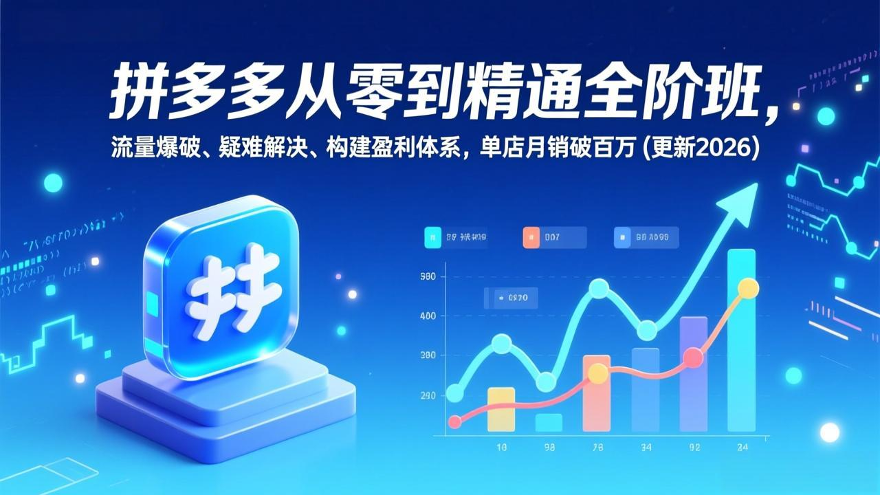 拼多多从零到精通全阶班，流量爆破、疑难解决，构建盈利体系，单店月销破百万(更新2026-青禾学社