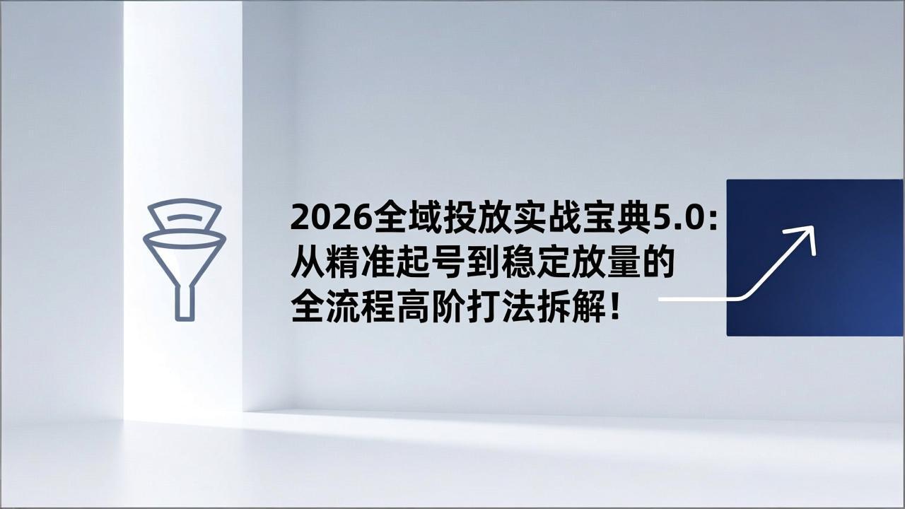 2026全域投放实战宝典5.0:从精准起号到稳定放量的全流程高阶打法拆解!-青禾学社