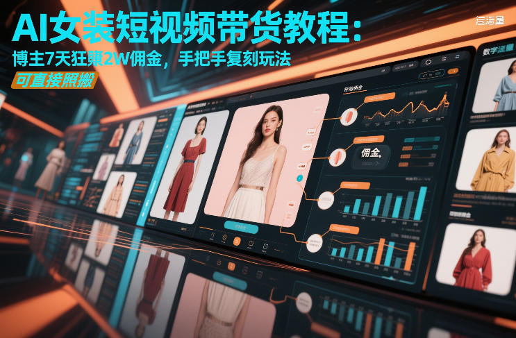 AI女装短视频带货教程:博主7天狂賺2W佣金,手把手复刻玩法,可直接照搬-青禾学社