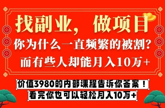 价值3980的网创内部课程，告诉你互联网创业月入10个W的秘密【揭秘】-青禾学社