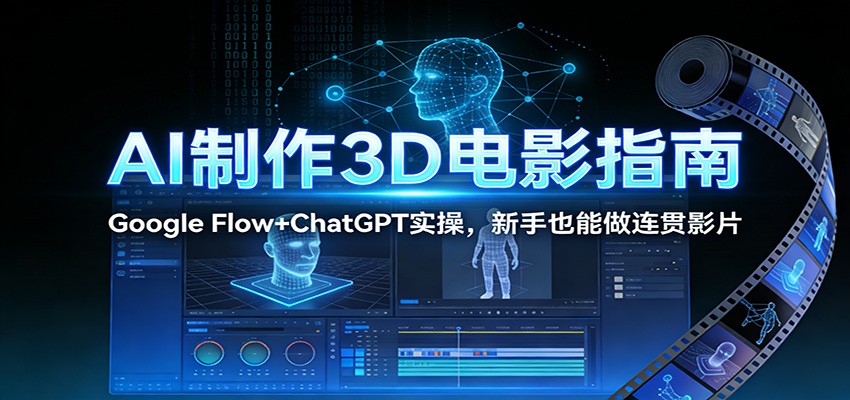 AI制作3D电影指南:Google Flow+ChatGPT实操,新手也能做连贯影片-青禾学社