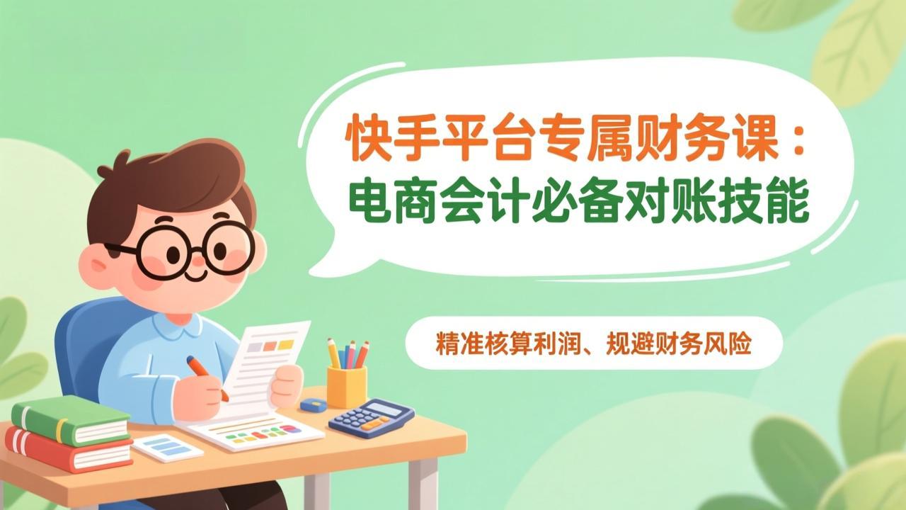 快手平台专属财务课：电商会计必备对账技能，精准核算利润、规避财务风险-青禾学社
