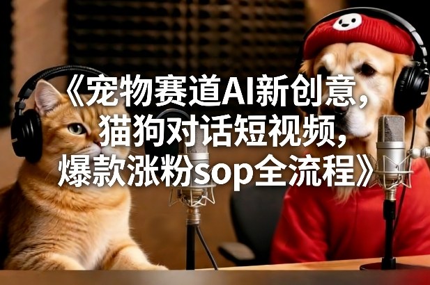 宠物赛道AI新创意，猫狗对话短视频，爆款涨粉sop全流程-青禾学社