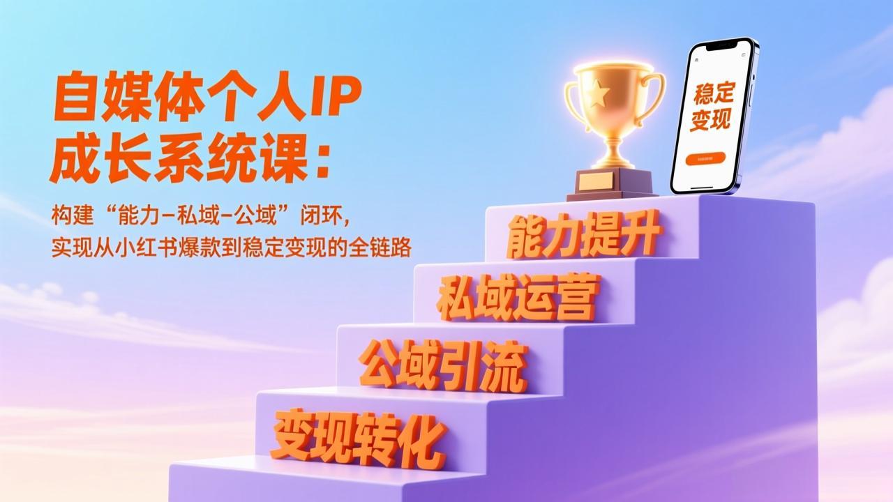 自媒体个人IP成长系统课:构建“能力-私域-公域”闭环,实现从小红书爆款到稳定变现的全链路-青禾学社