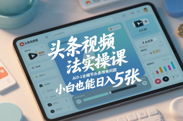 头条视频玩法实操课,从0-1全细节头条所有问题,小白也能日入5张-青禾学社